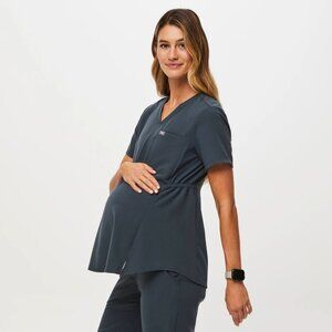 FIGS Octavia Maternity Scrub Top in Dark Harbor